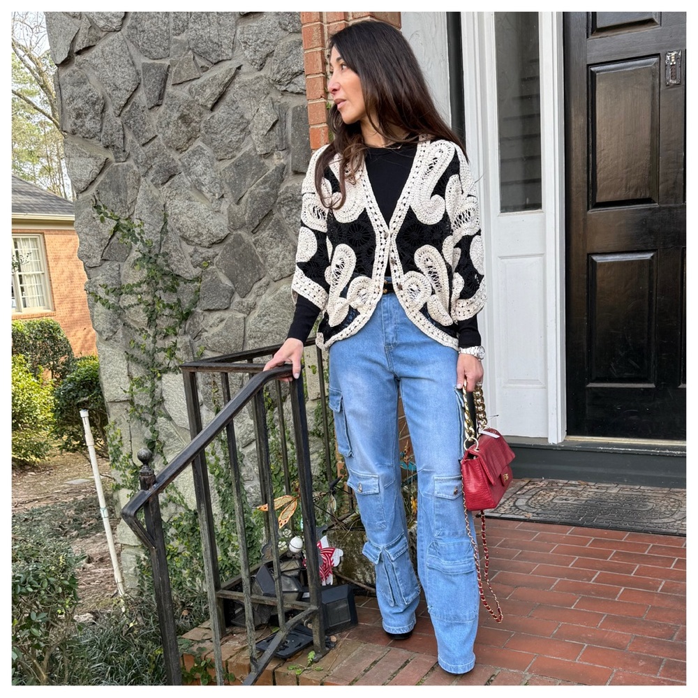 ShopEvelynne Black and Cream Cardigan